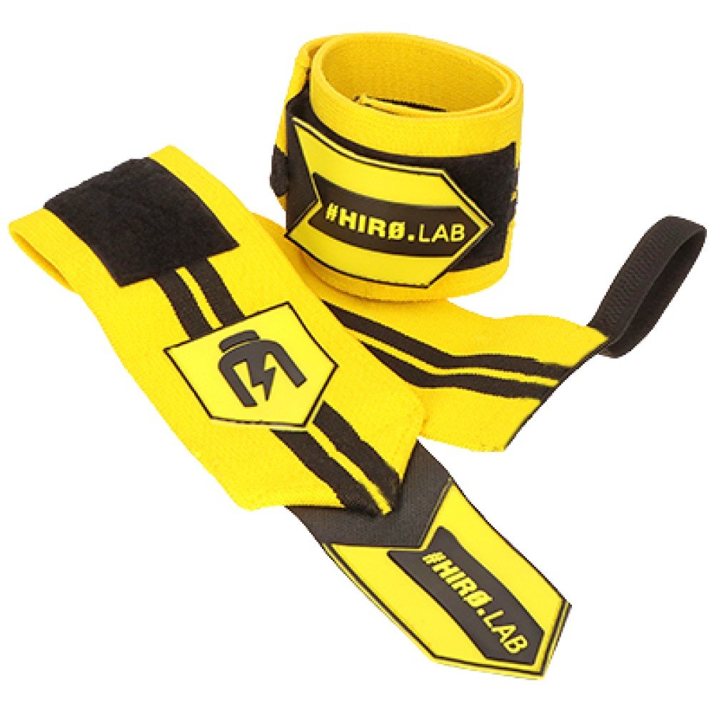 1000063850493-hiro.lab-wrist-wrap-rubber-logo-new-yellow-1-0e571b2-1000x1000xwhite Hero Wrist Wraps | Yellow & Black - Image 1