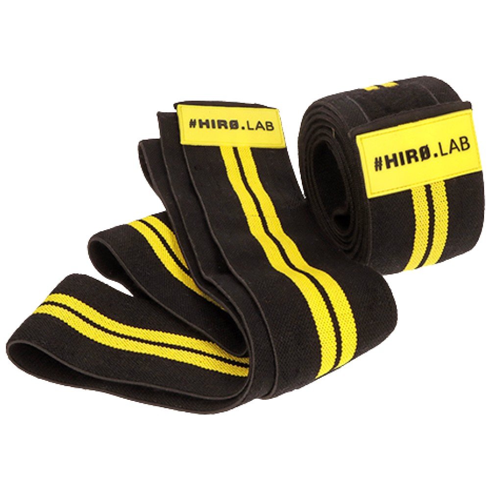 1000063851-hiro.lab-knee-wrap-rubber-logo-new-a721563-1000x1000xwhite Knee Wrap - Rubber Logo | Black & Yellow - Image 1